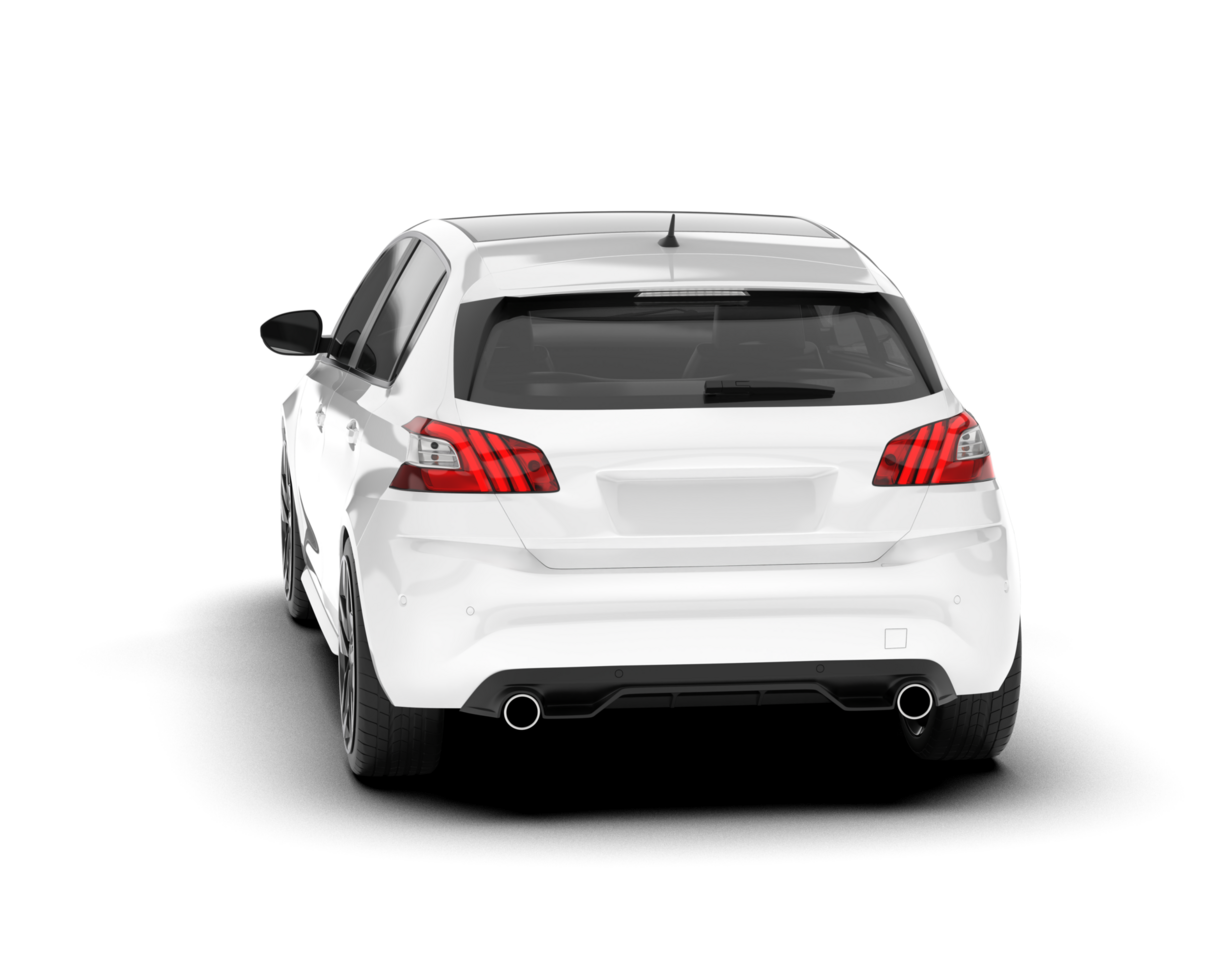 White city car isolated on transparent background. 3d rendering - illustration png