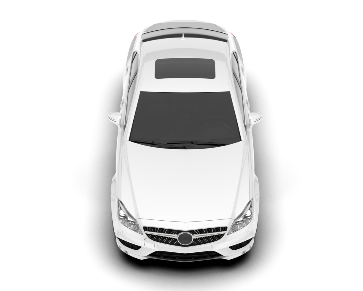 White modern car isolated on transparent background. 3d rendering - illustration png