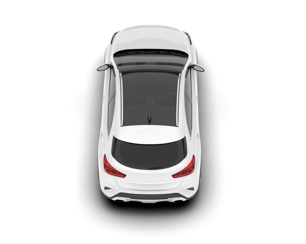 White city car isolated on transparent background. 3d rendering - illustration png