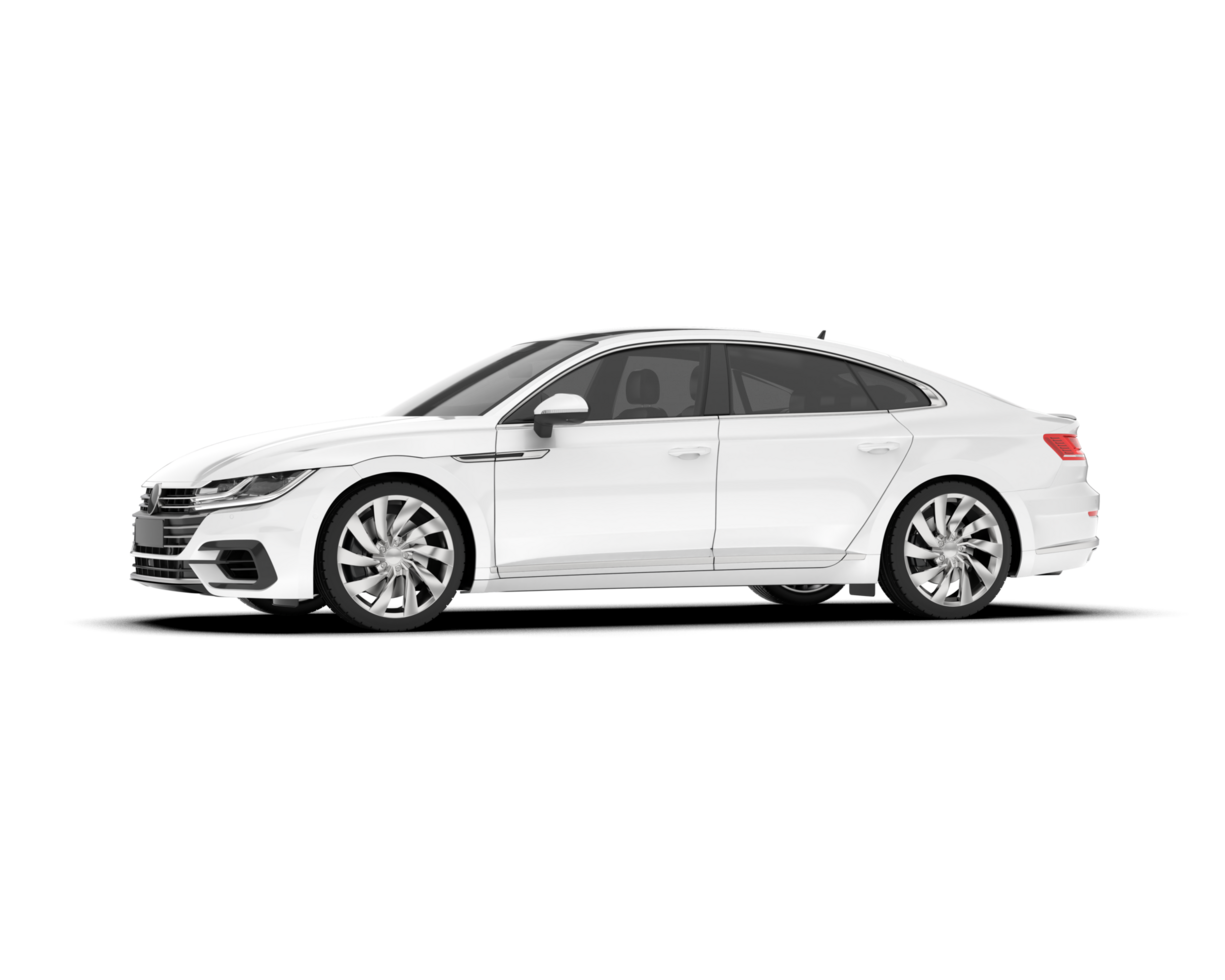 White modern car isolated on transparent background. 3d rendering - illustration png