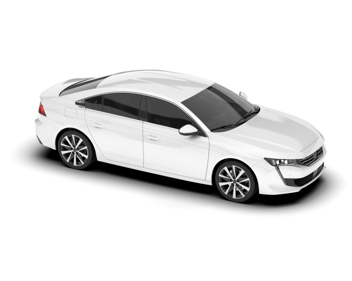 White modern car isolated on transparent background. 3d rendering - illustration png