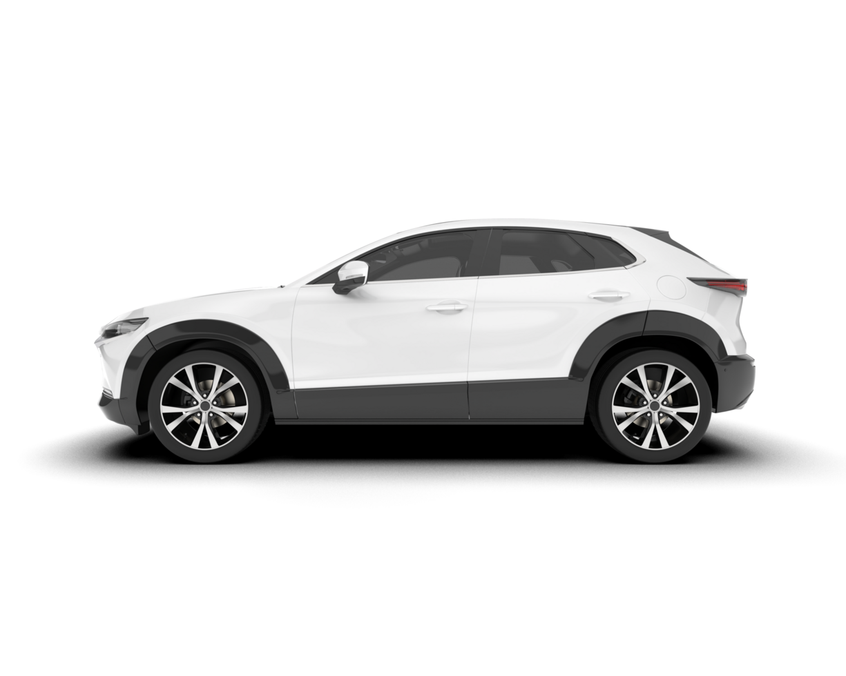 White modern car isolated on transparent background. 3d rendering - illustration png