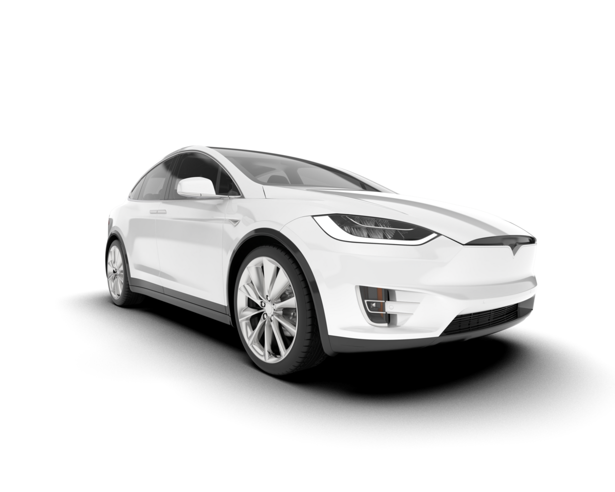 White city car isolated on transparent background. 3d rendering - illustration png