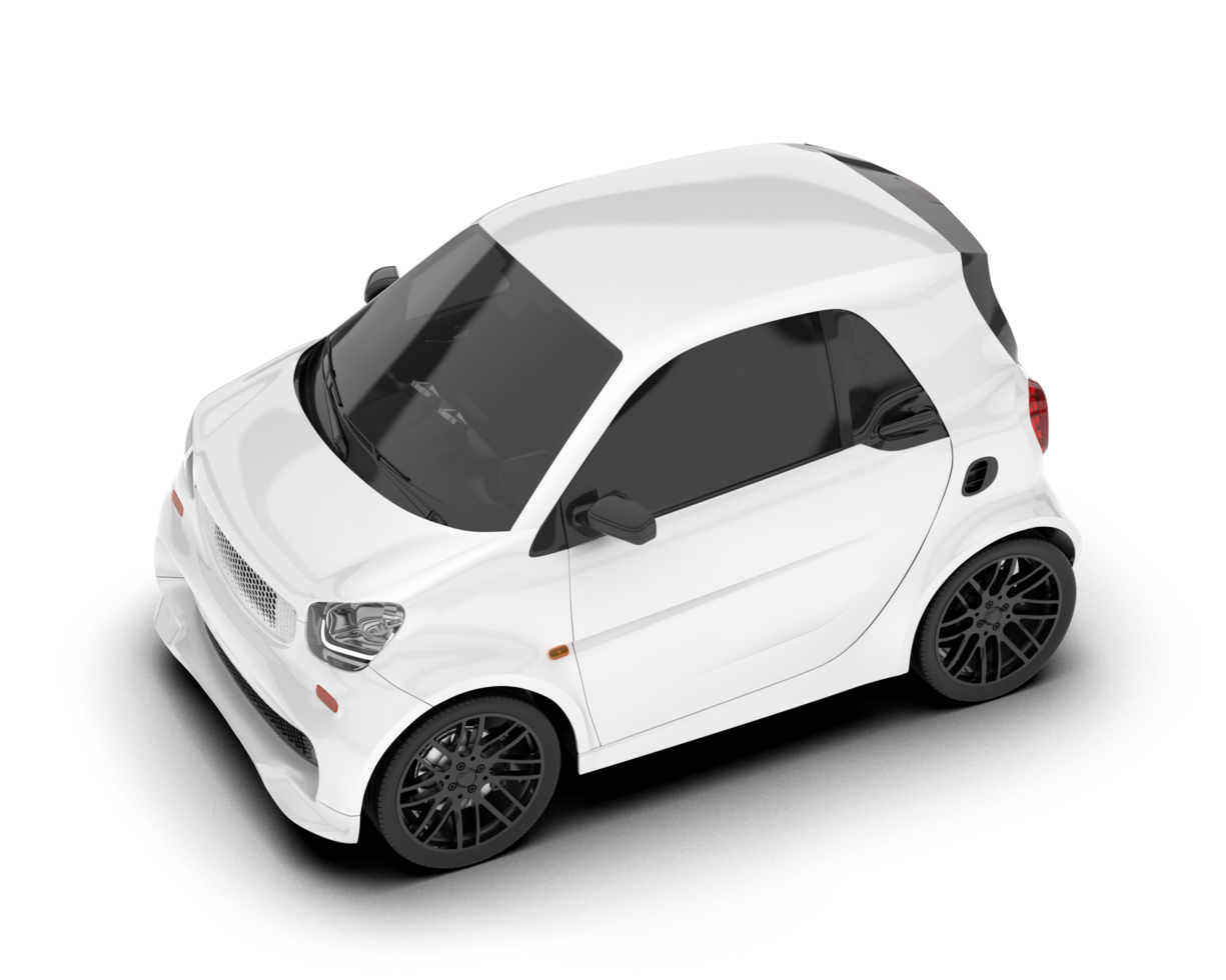 White city car isolated on transparent background. 3d rendering - illustration png