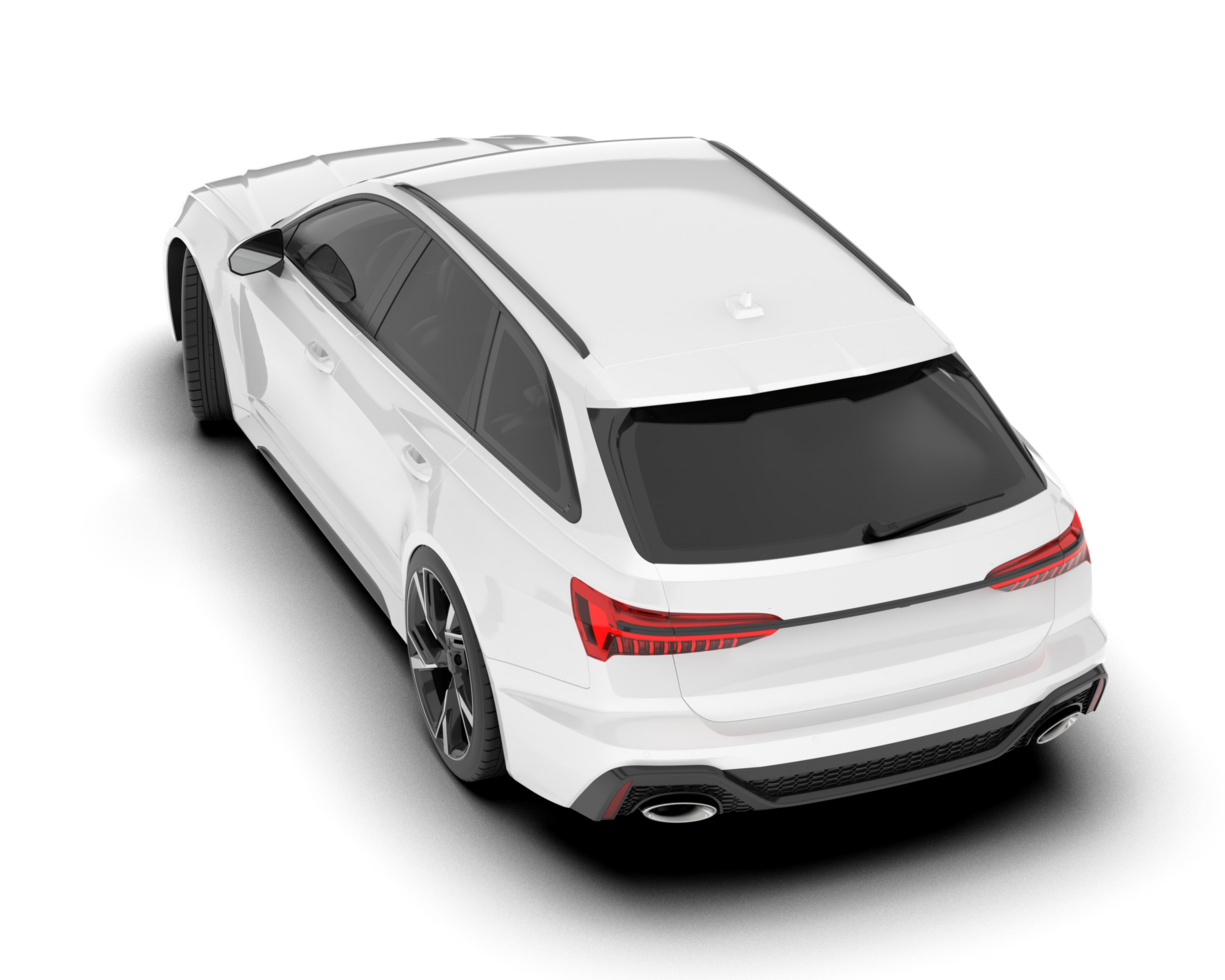 White modern car isolated on transparent background. 3d rendering - illustration png
