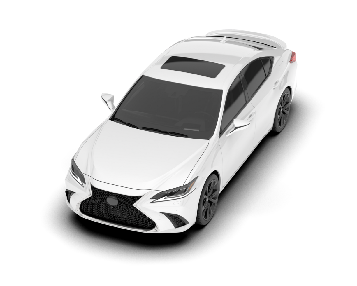 White city car isolated on transparent background. 3d rendering - illustration png