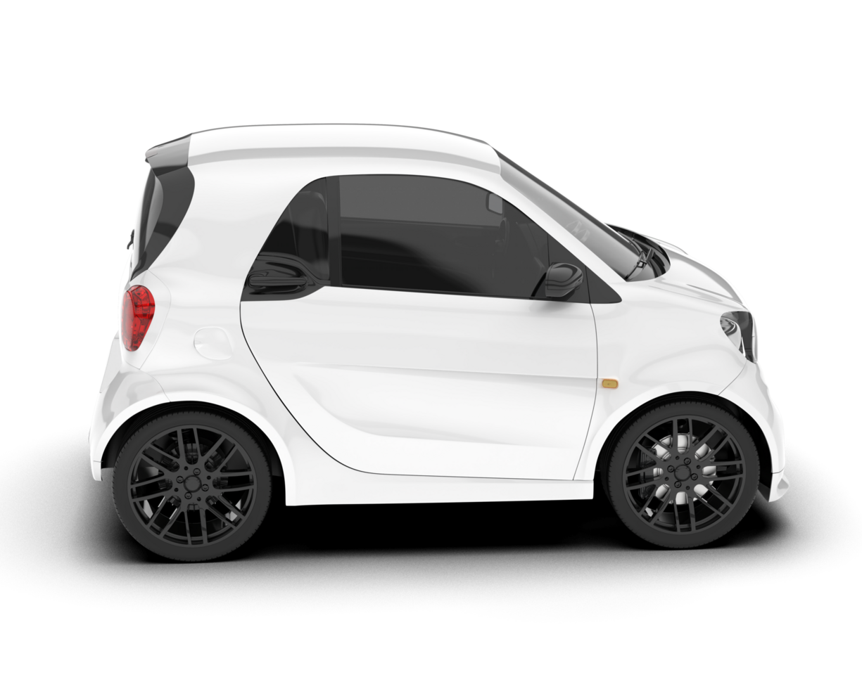 White city car isolated on transparent background. 3d rendering - illustration png