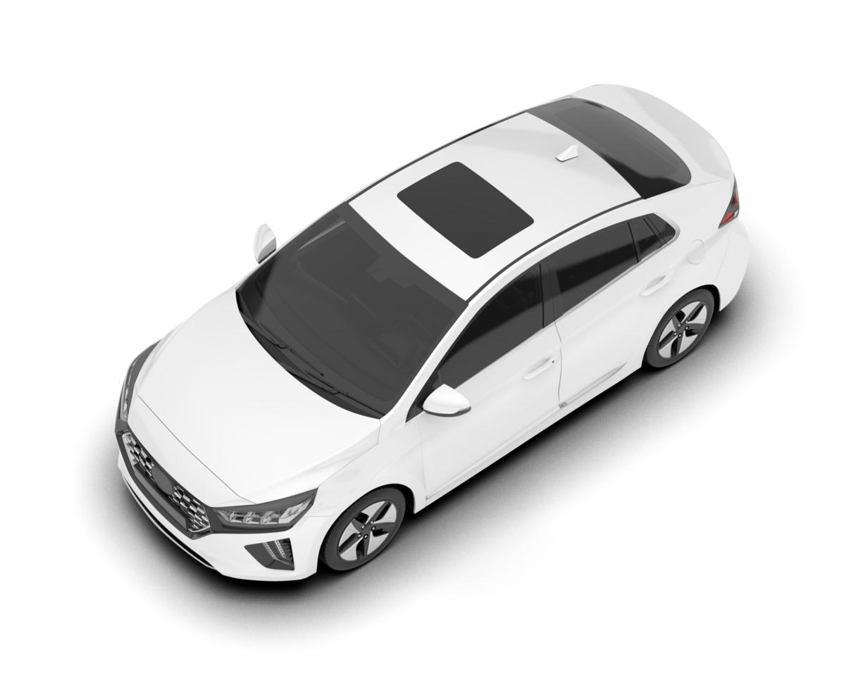 White city car isolated on transparent background. 3d rendering - illustration png
