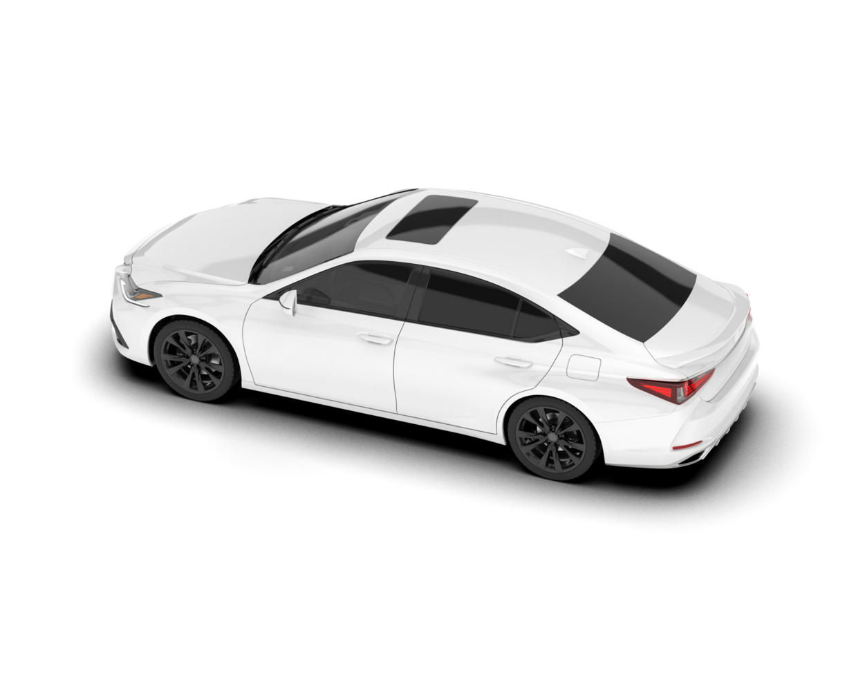 White city car isolated on transparent background. 3d rendering - illustration png