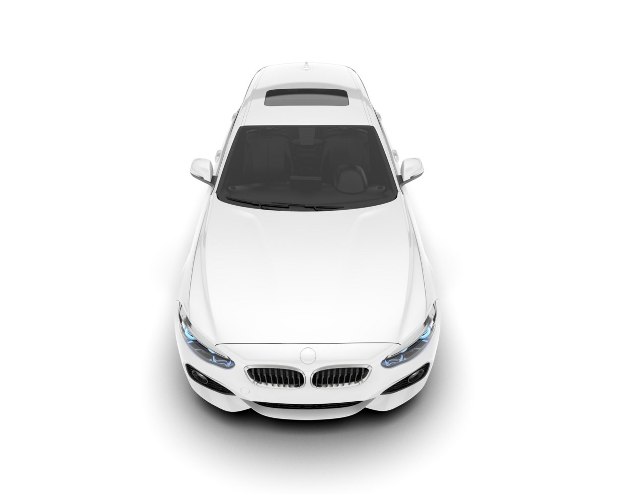 White city car isolated on transparent background. 3d rendering - illustration png