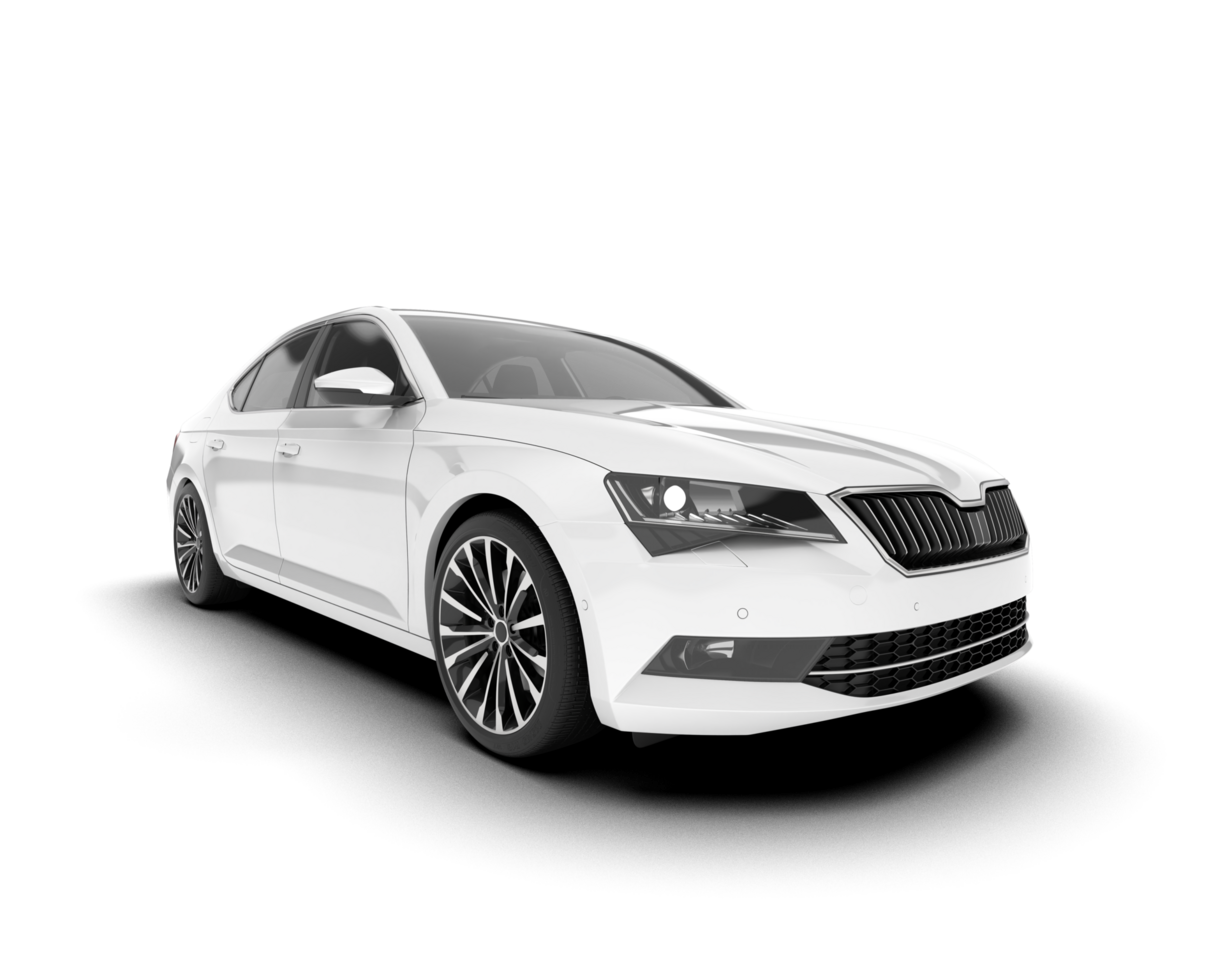White modern car isolated on transparent background. 3d rendering - illustration png