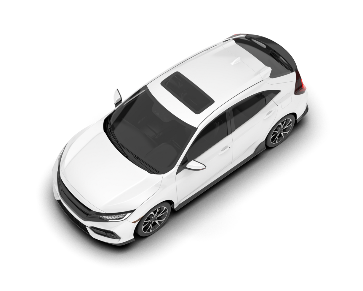 White modern car isolated on transparent background. 3d rendering - illustration png