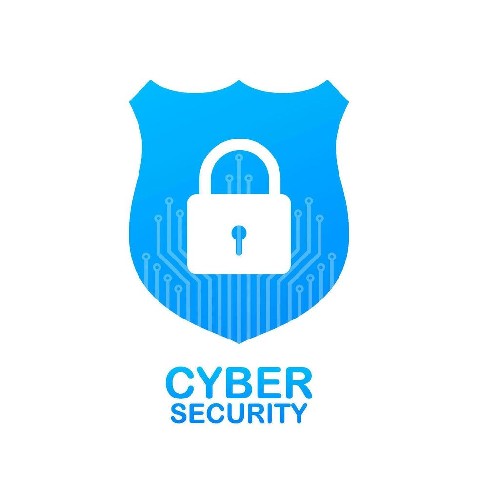 Cyber security logo with shield and check mark. Security shield concept. Internet security. stock illustration vector