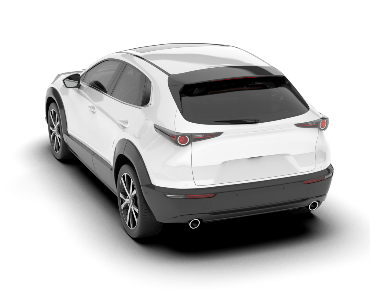 White modern car isolated on transparent background. 3d rendering - illustration png