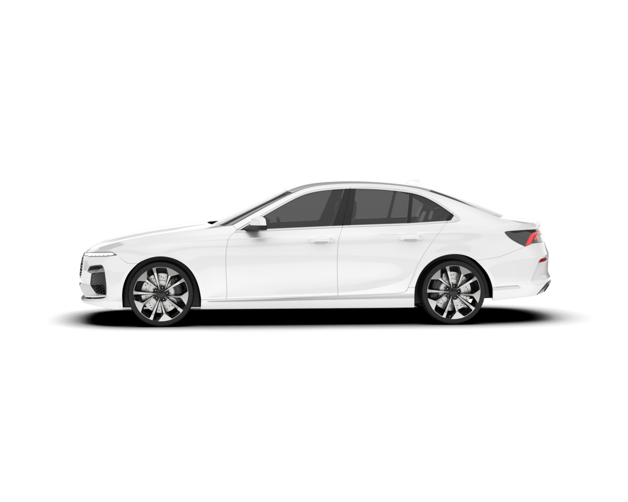 White city car isolated on transparent background. 3d rendering - illustration png