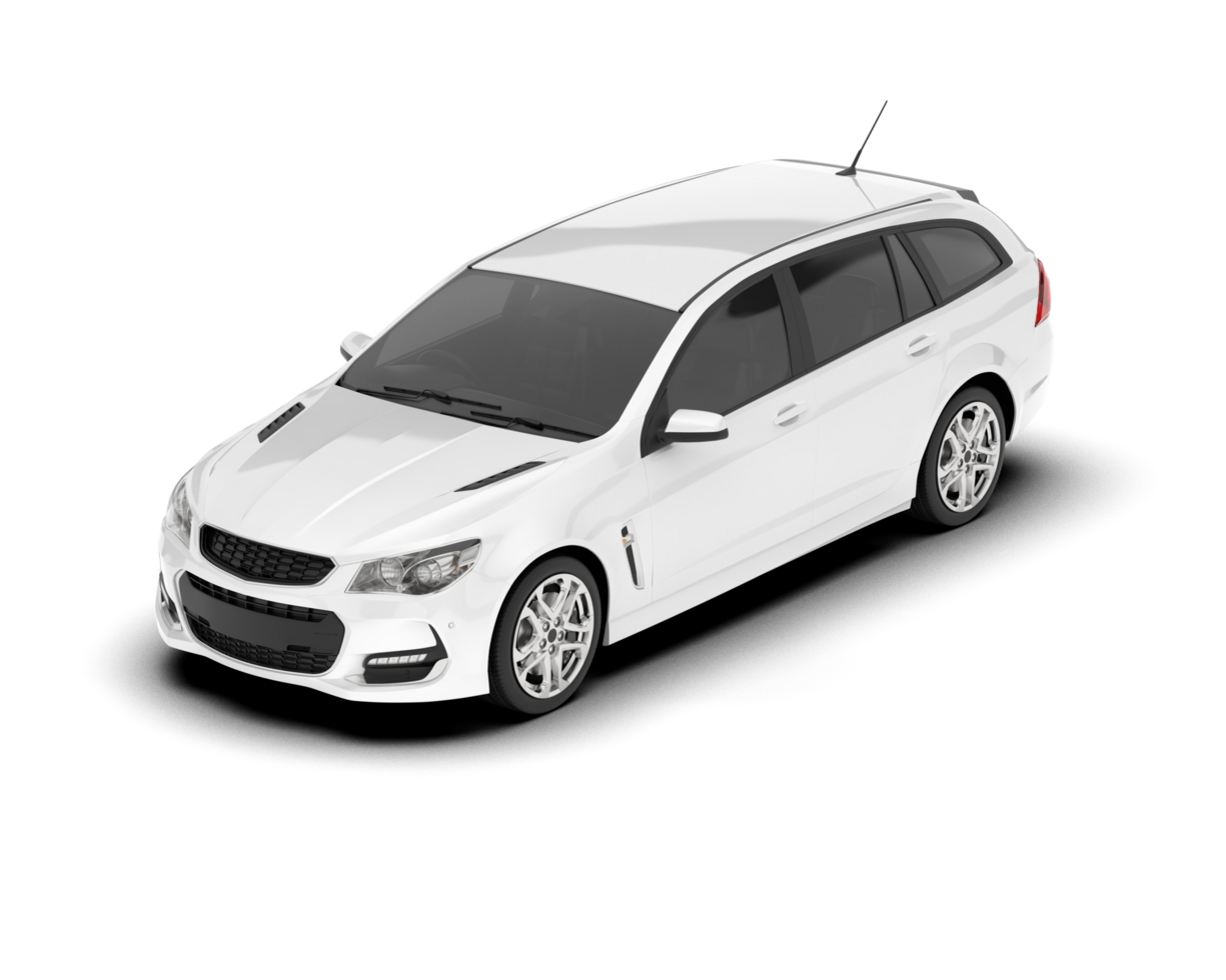White modern car isolated on transparent background. 3d rendering - illustration png