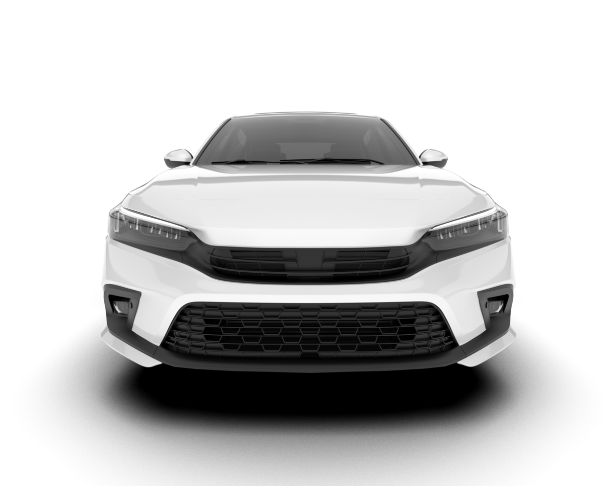 White city car isolated on transparent background. 3d rendering - illustration png