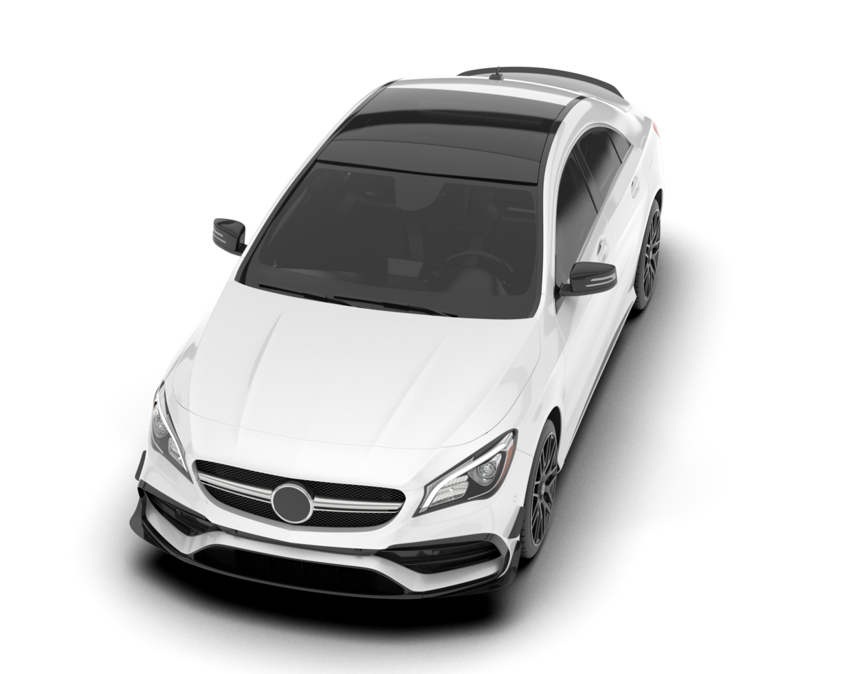 White modern car isolated on transparent background. 3d rendering - illustration png