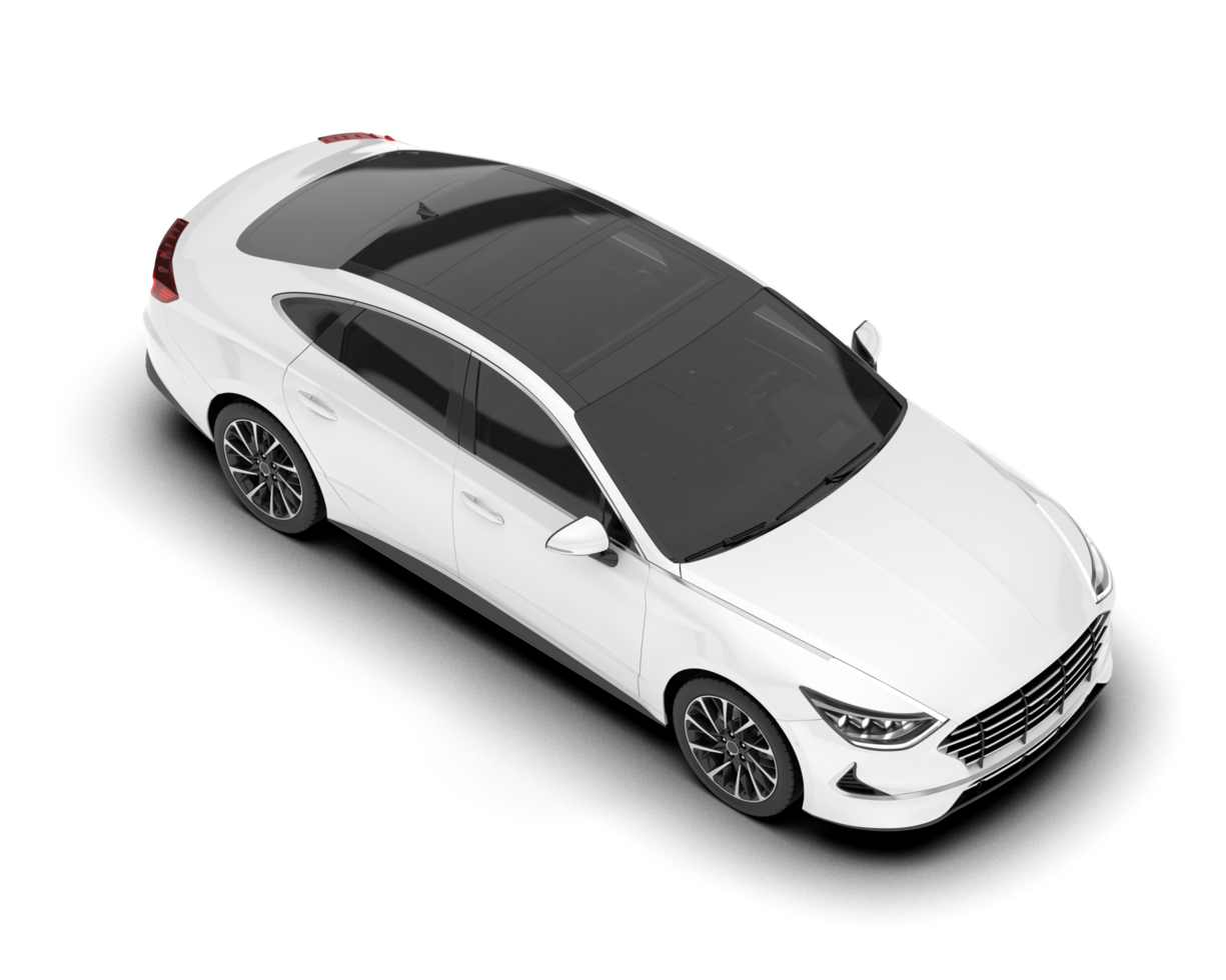 White modern car isolated on transparent background. 3d rendering - illustration png