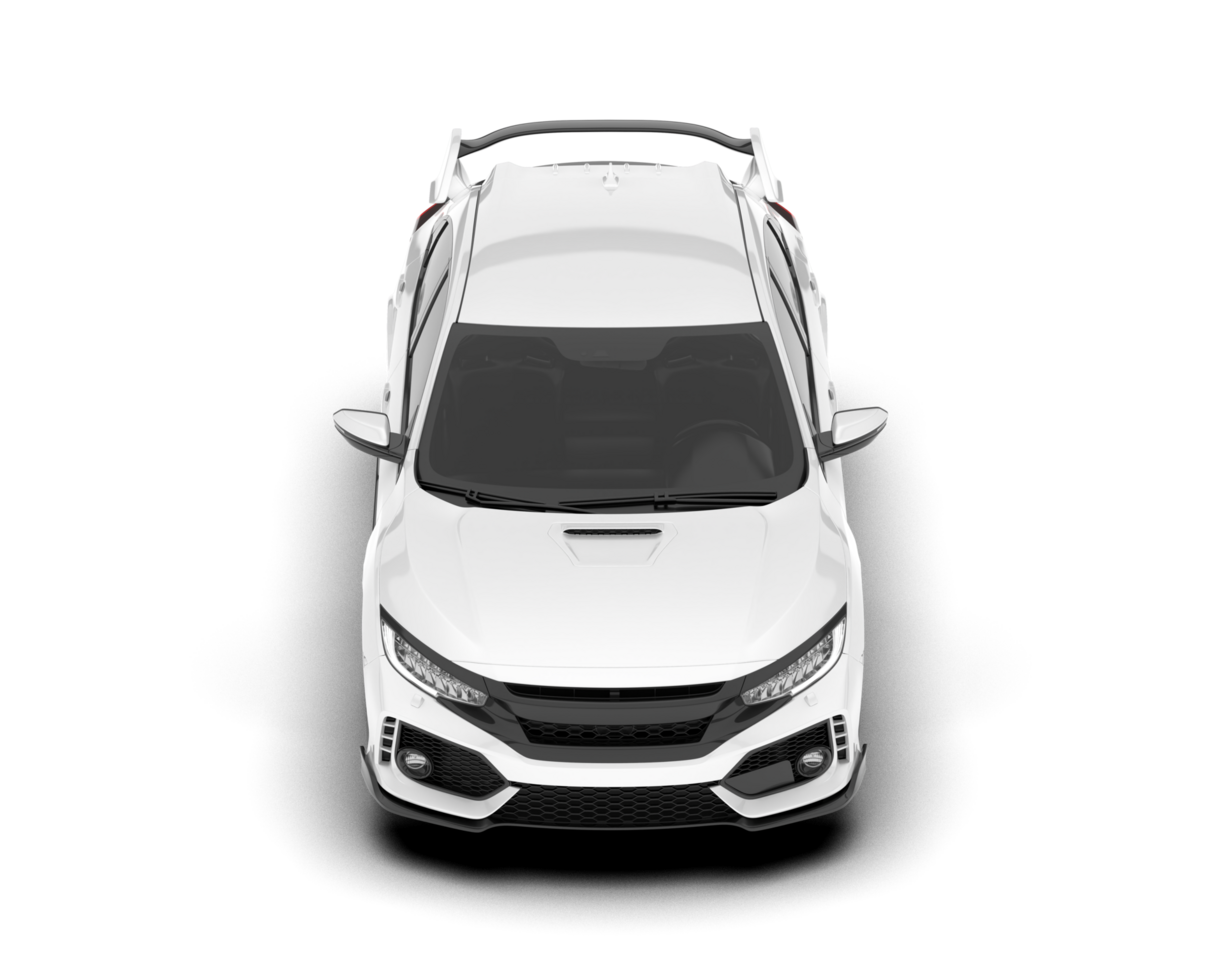 White city car isolated on transparent background. 3d rendering - illustration png