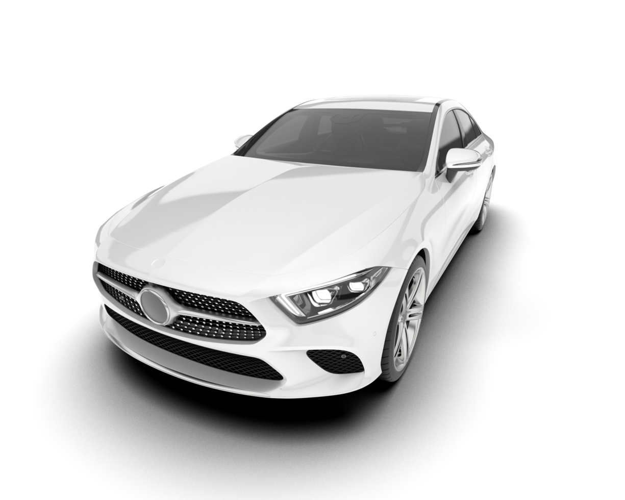 White modern car isolated on transparent background. 3d rendering - illustration png