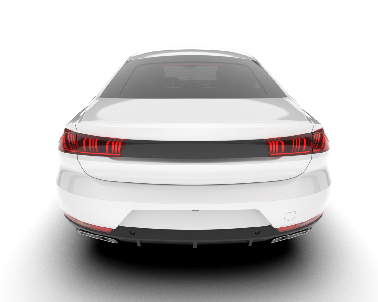 White modern car isolated on transparent background. 3d rendering - illustration png