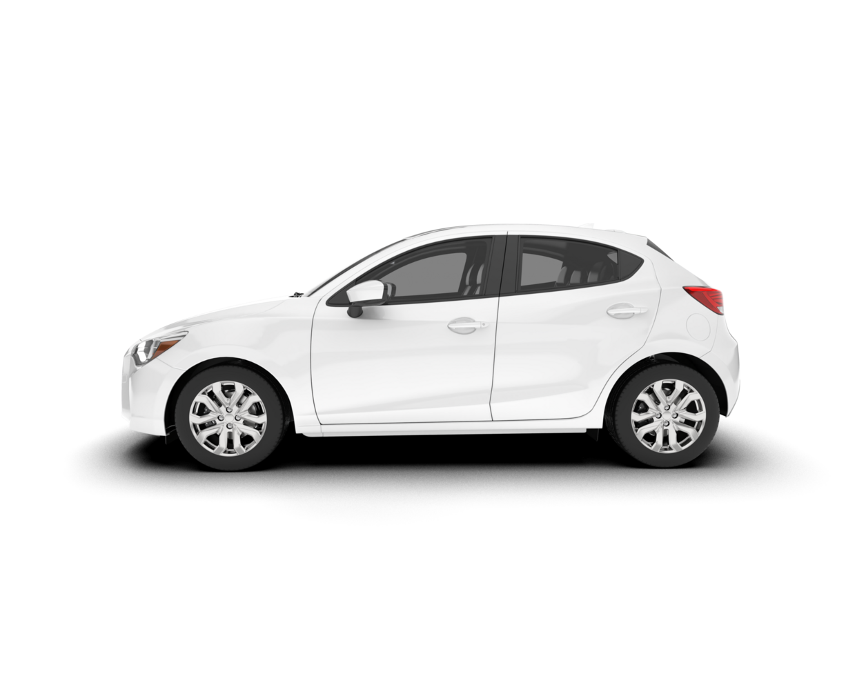 White city car isolated on transparent background. 3d rendering - illustration png