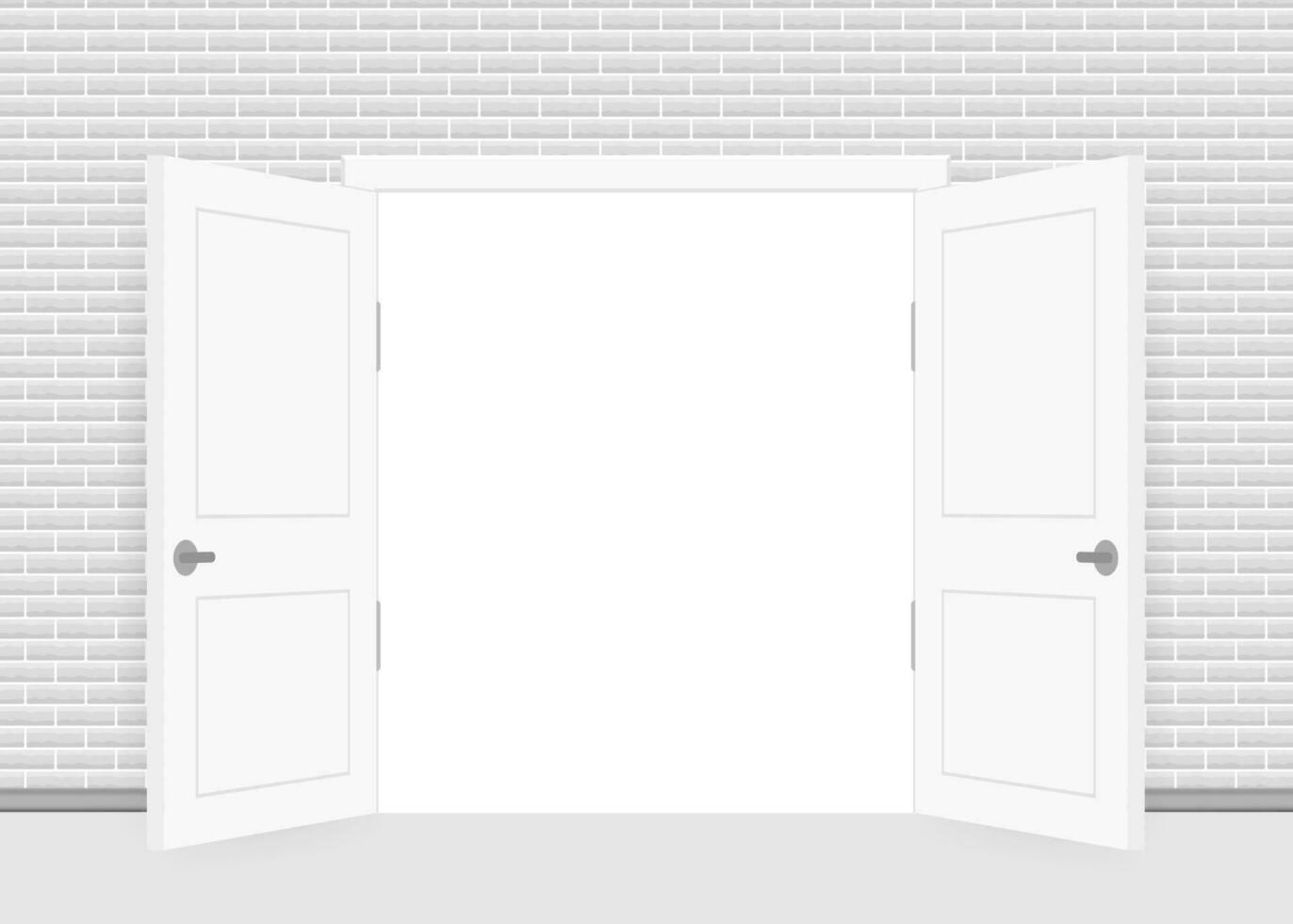 Open end closed door. Interior design. Business concept. Front view. Home office concept. Business success vector