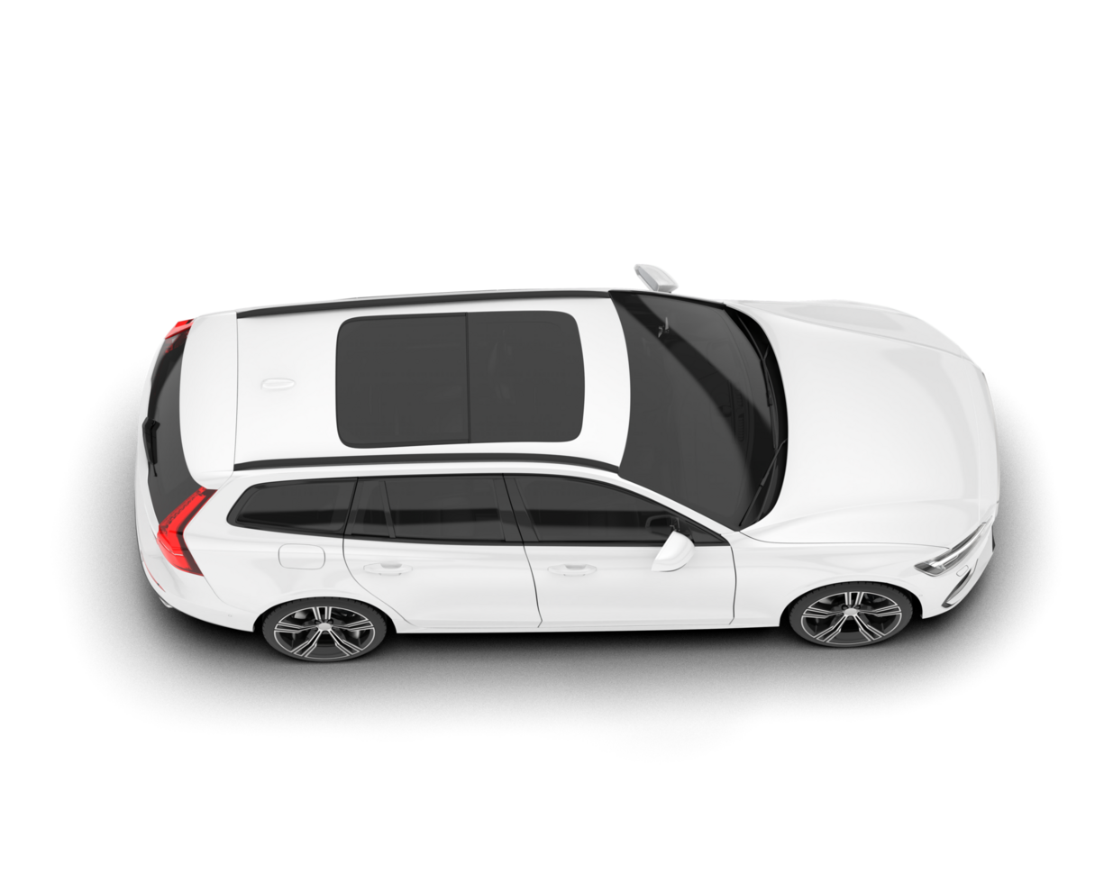 White modern car isolated on transparent background. 3d rendering - illustration png