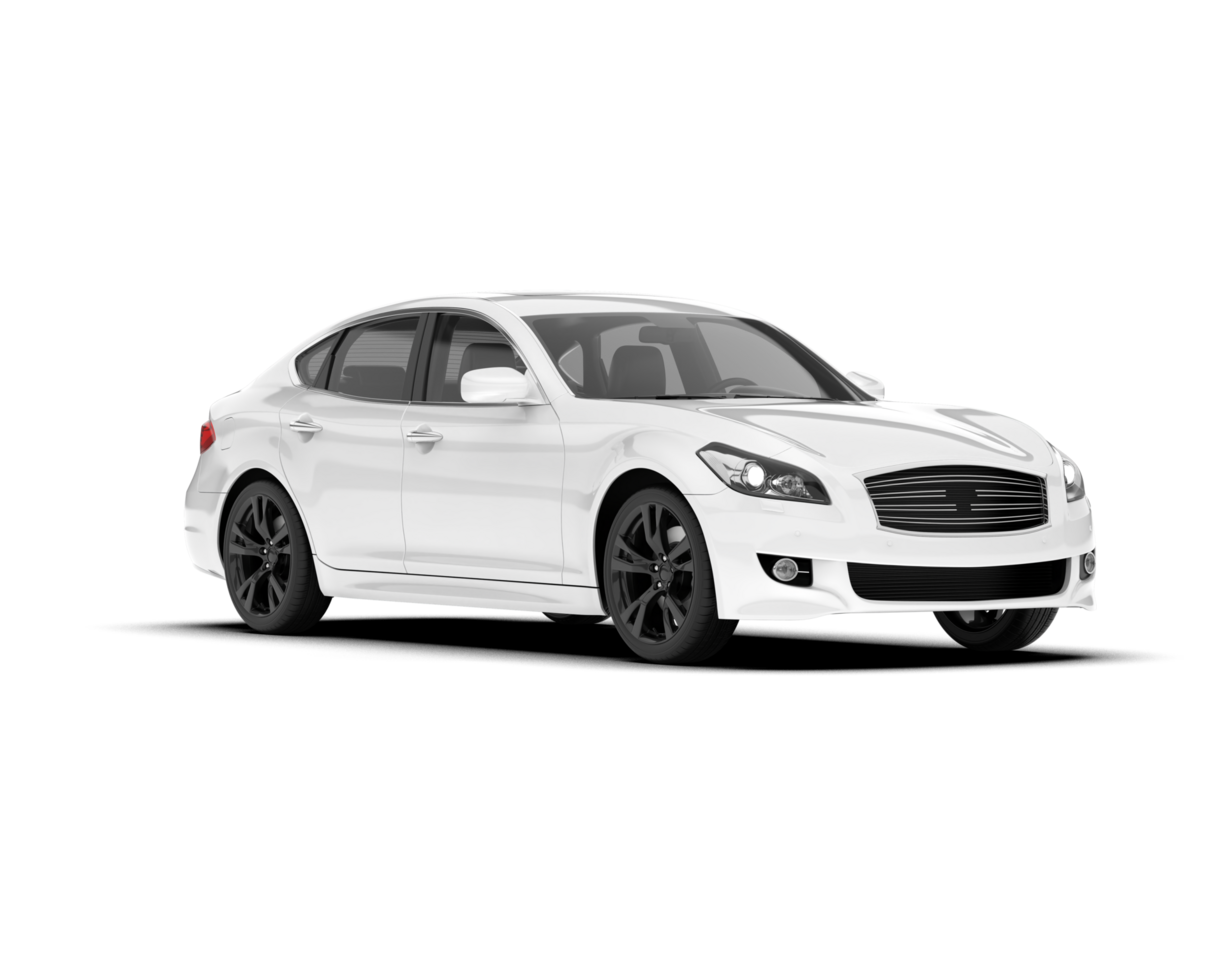 White city car isolated on transparent background. 3d rendering - illustration png