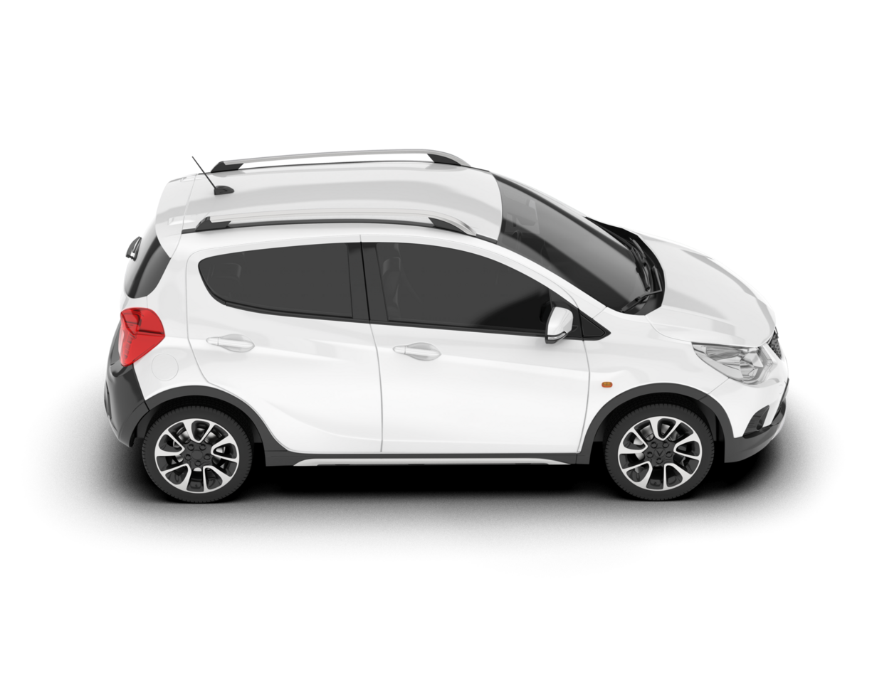 White city car isolated on transparent background. 3d rendering - illustration png