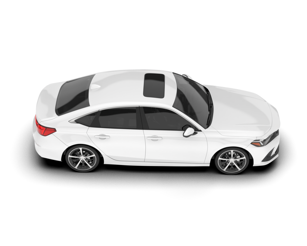 White city car isolated on transparent background. 3d rendering - illustration png