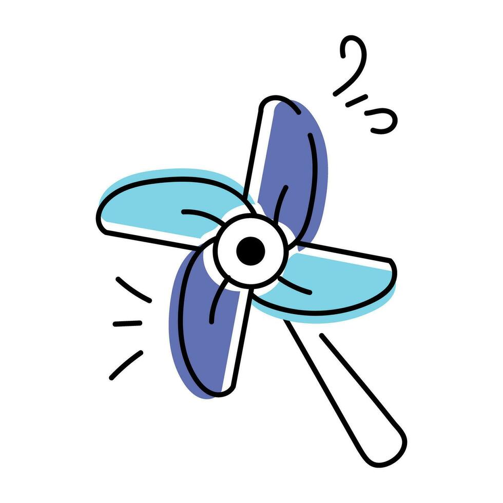 Get this doodle icon of beach fan vector