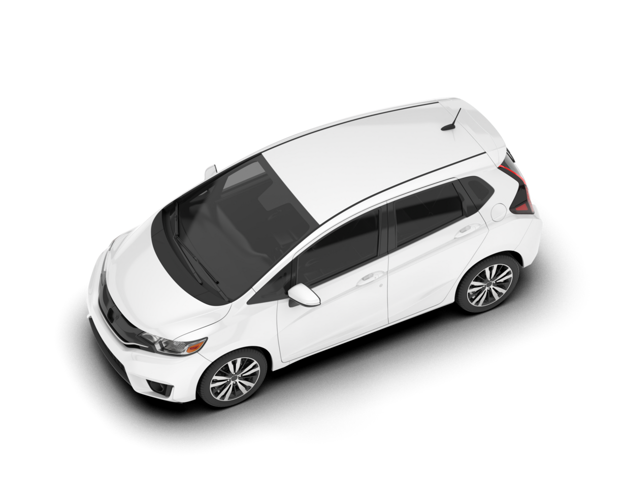 White city car isolated on transparent background. 3d rendering - illustration png