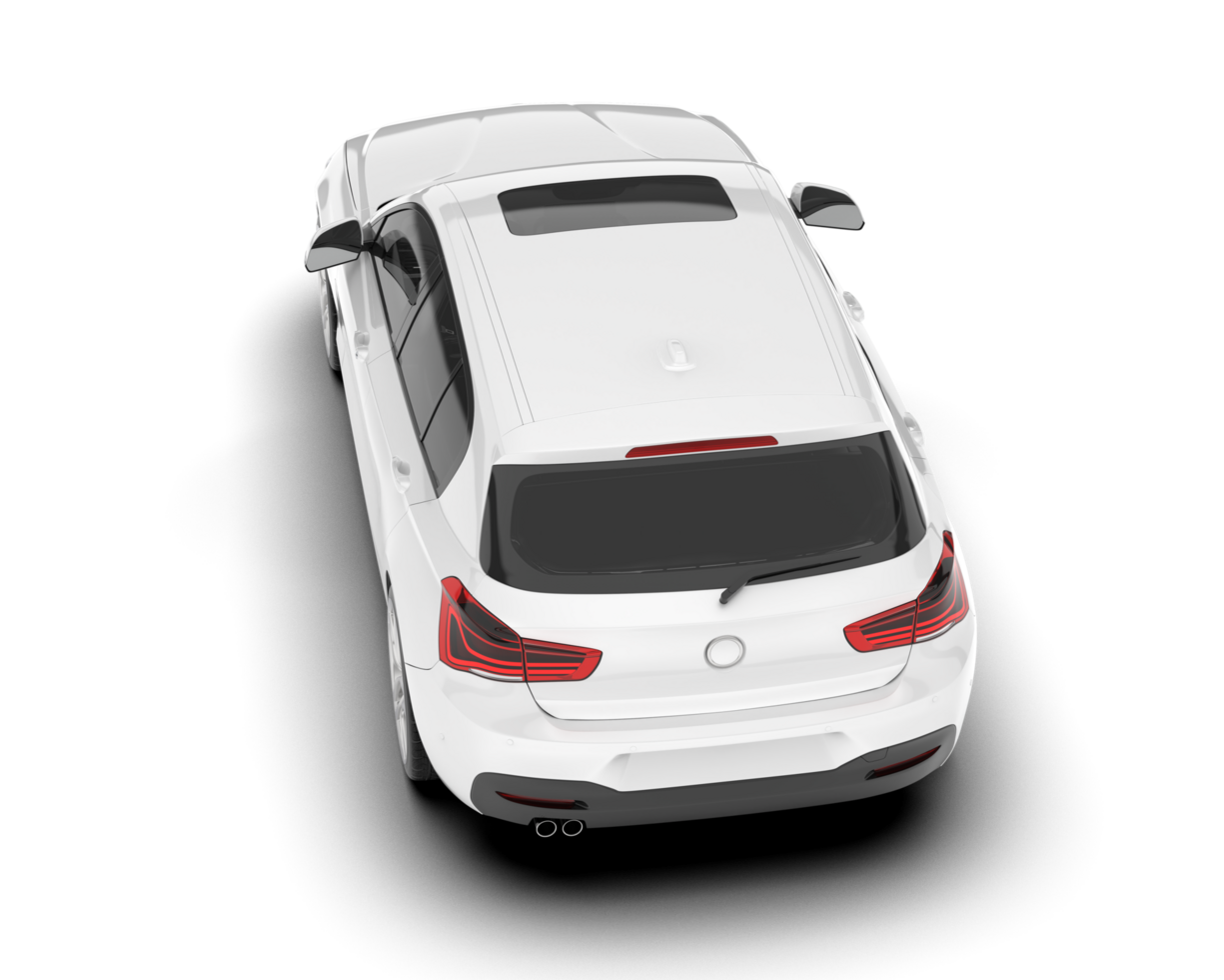 White city car isolated on transparent background. 3d rendering - illustration png