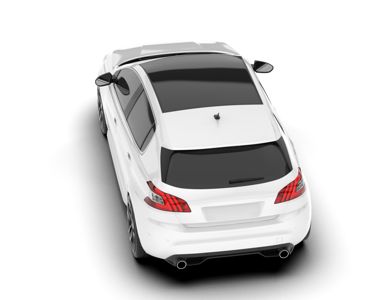 White city car isolated on transparent background. 3d rendering - illustration png