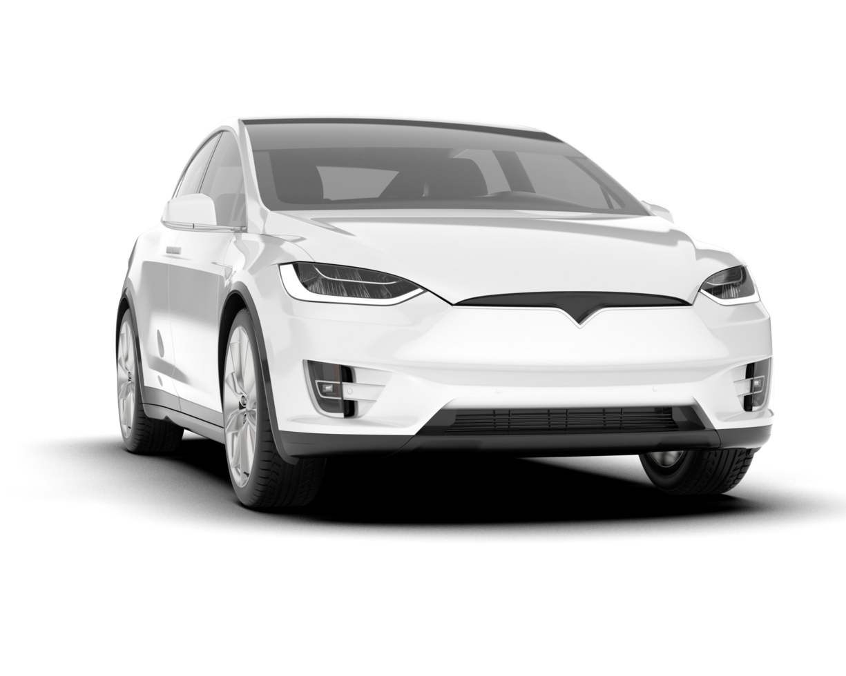 White city car isolated on transparent background. 3d rendering - illustration png