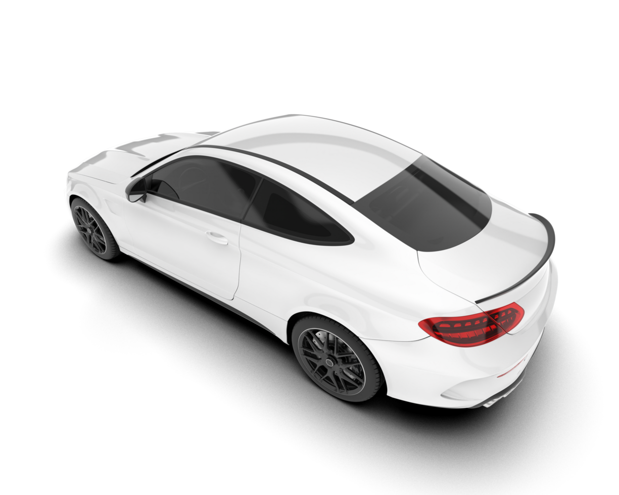 White city car isolated on transparent background. 3d rendering - illustration png