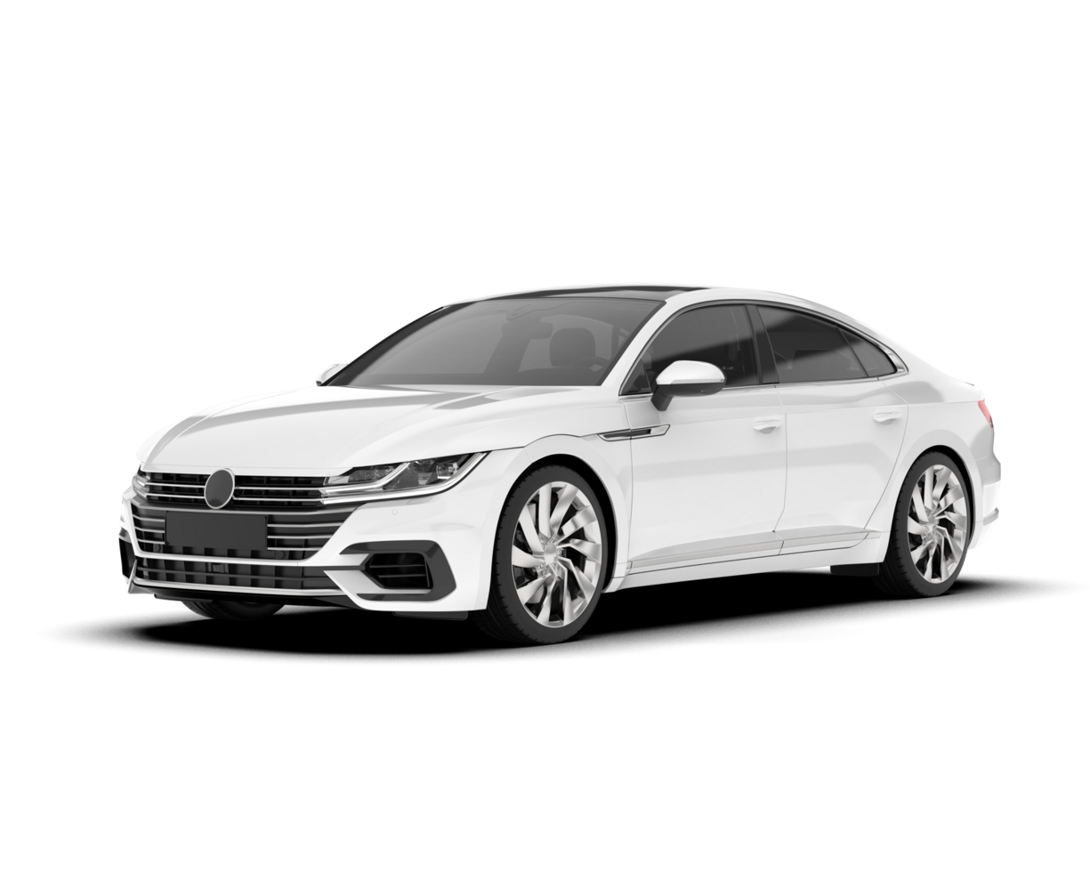 White modern car isolated on transparent background. 3d rendering - illustration png