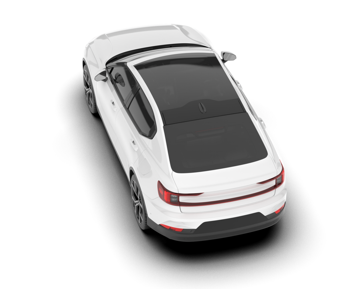 White modern car isolated on transparent background. 3d rendering - illustration png