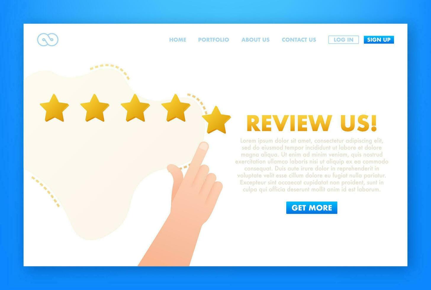 Review us User rating concept. Review and rate us stars. Business concept. Vector illustration.