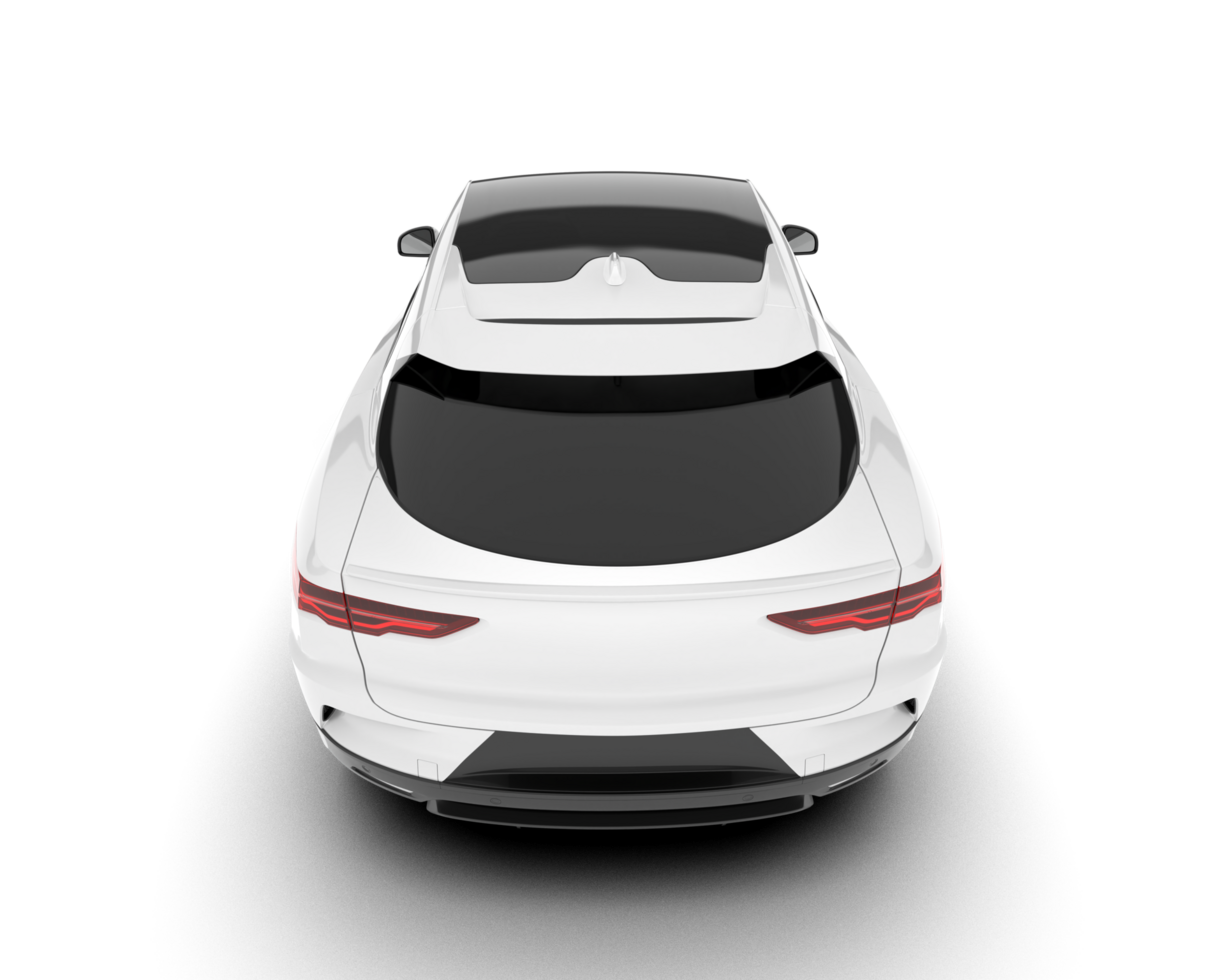 White city car isolated on transparent background. 3d rendering - illustration png