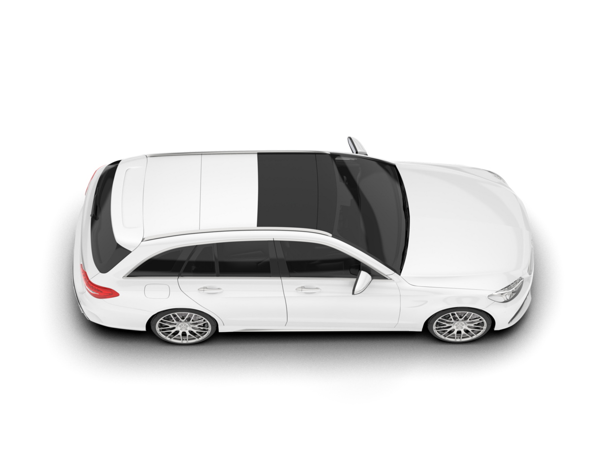 White modern car isolated on transparent background. 3d rendering - illustration png