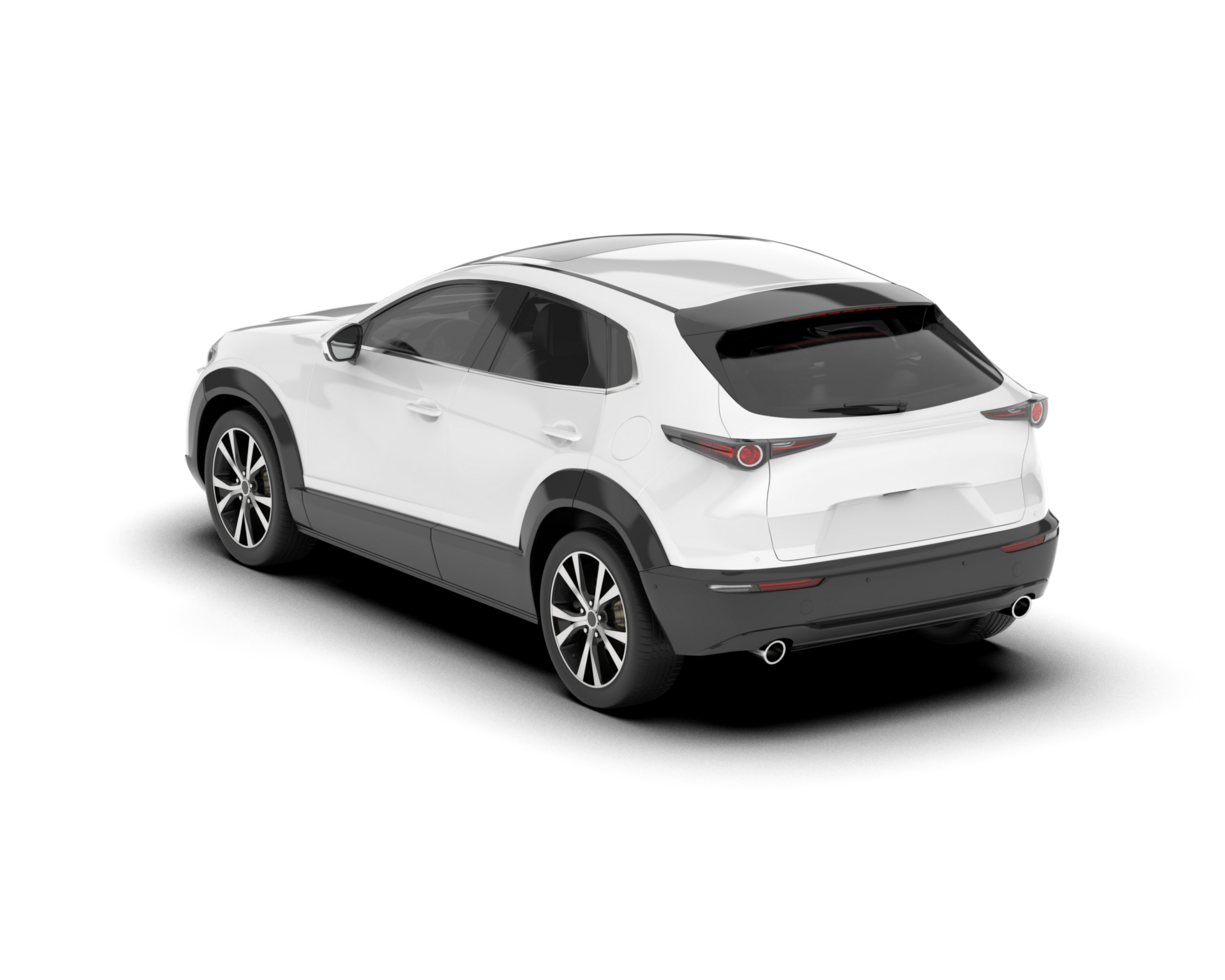 White modern car isolated on transparent background. 3d rendering - illustration png
