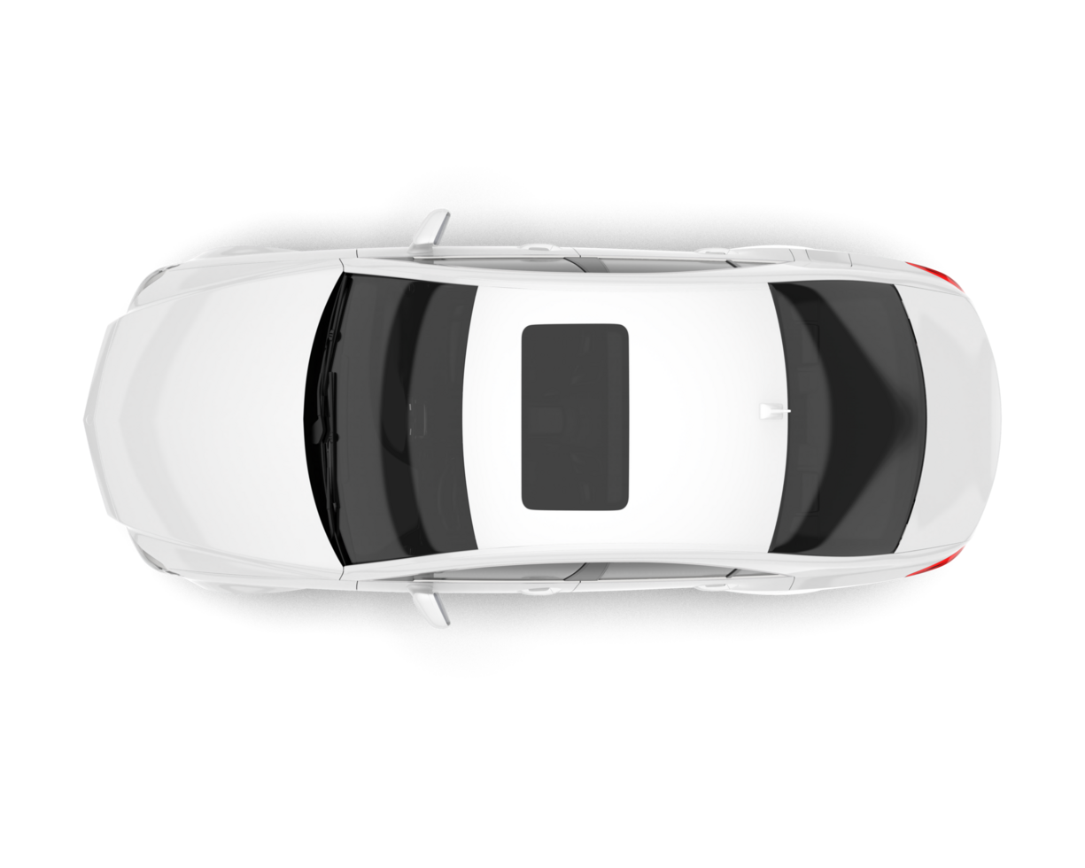 White modern car isolated on transparent background. 3d rendering - illustration png