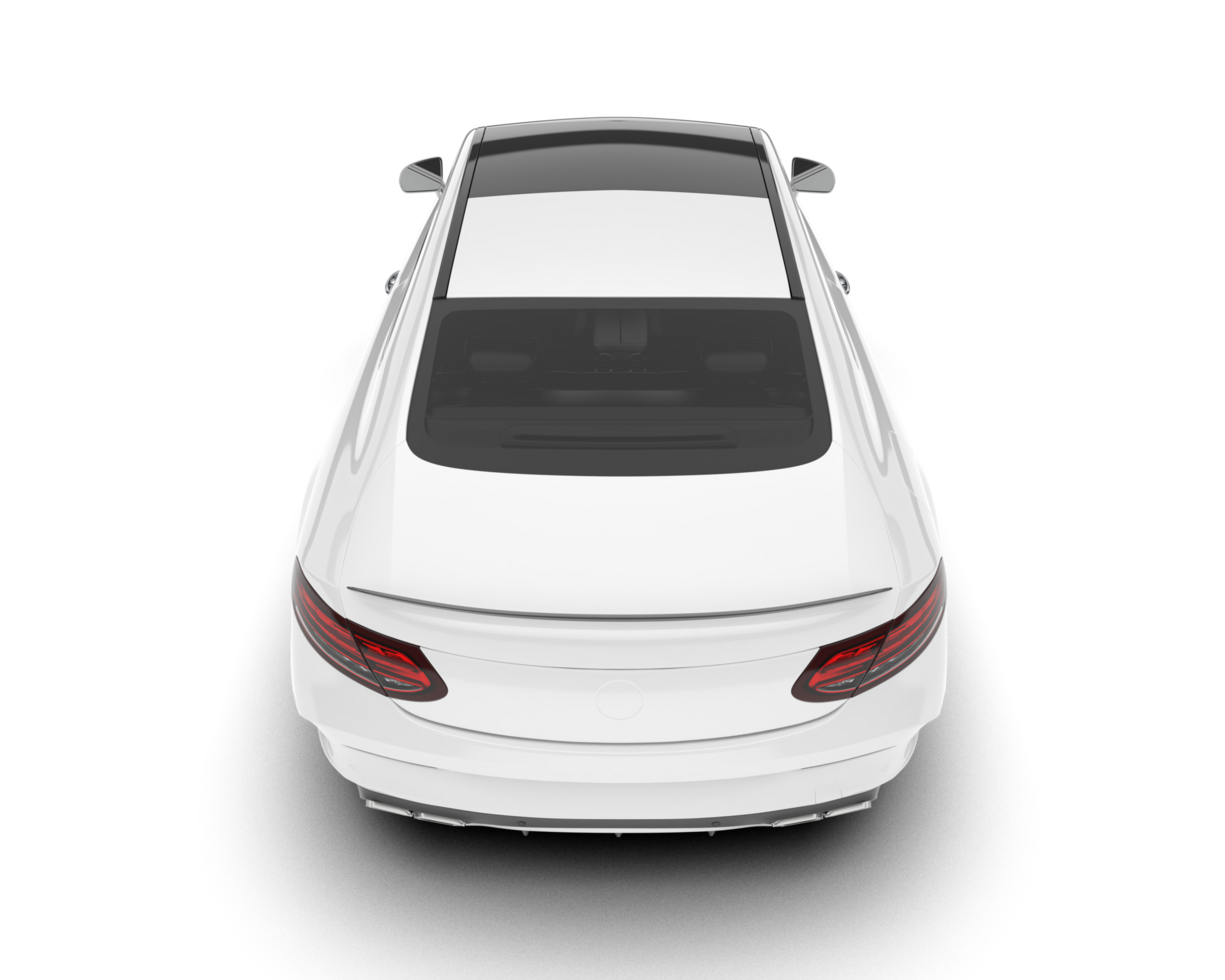 White city car isolated on transparent background. 3d rendering - illustration png
