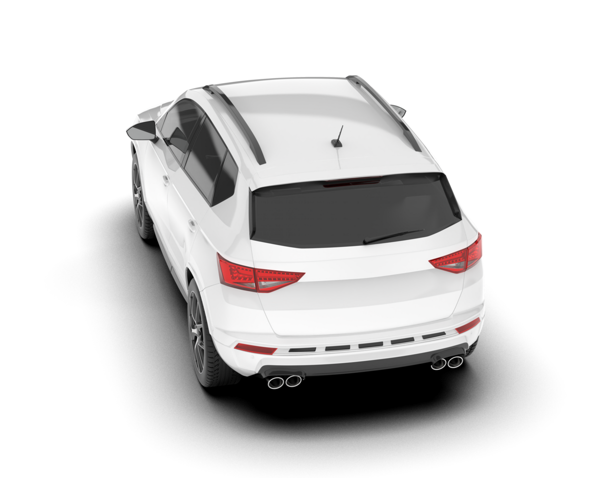 White modern car isolated on transparent background. 3d rendering - illustration png