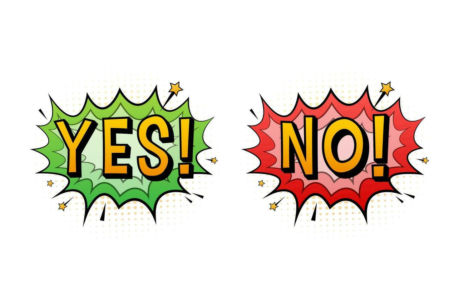 Yes and No speech bubble in pop art style. Feedback concept. Positive feedback concept. Vector stock illustration