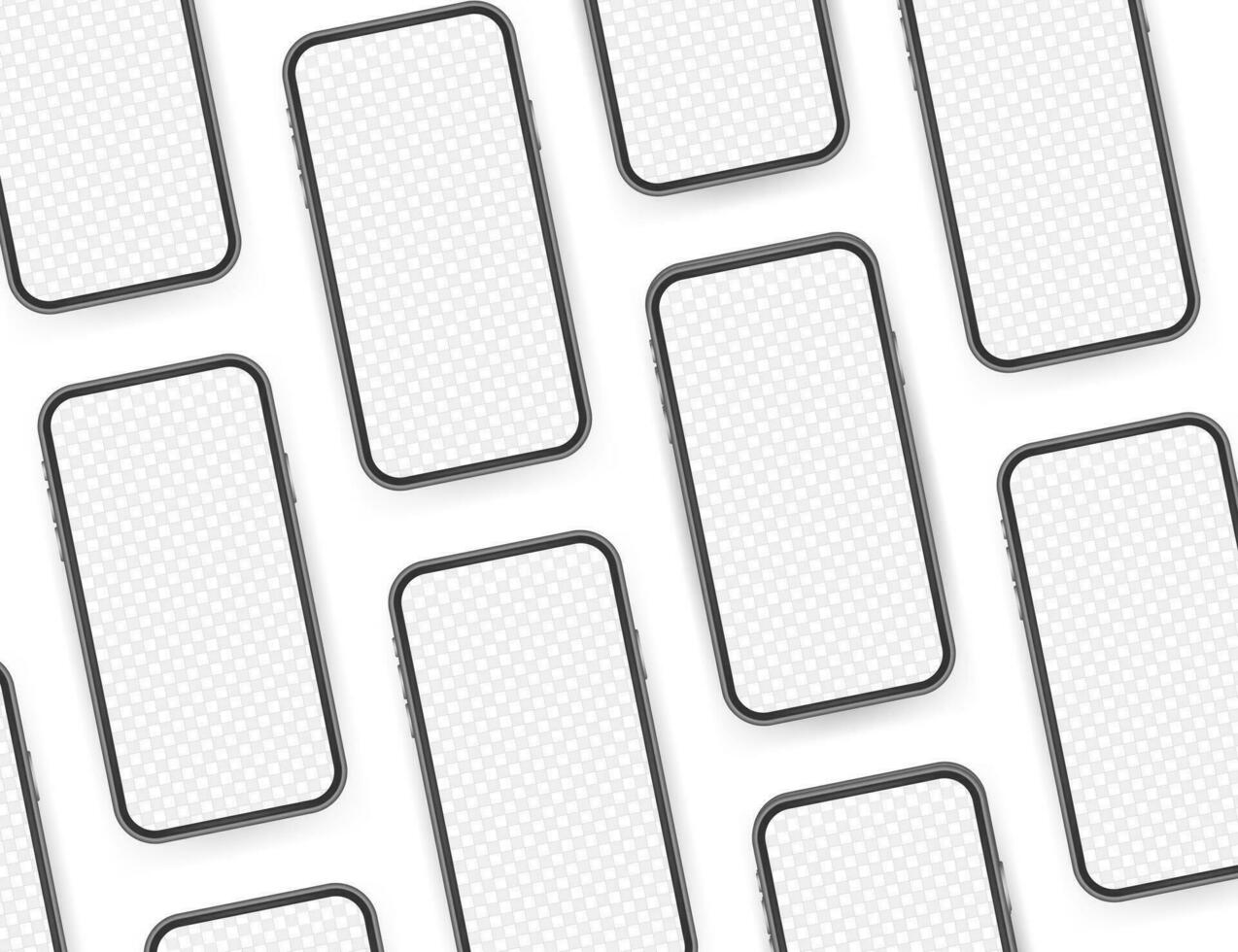 Smartphone mockup. Cellphone frame with blank display isolated templates. Vector stock illustration