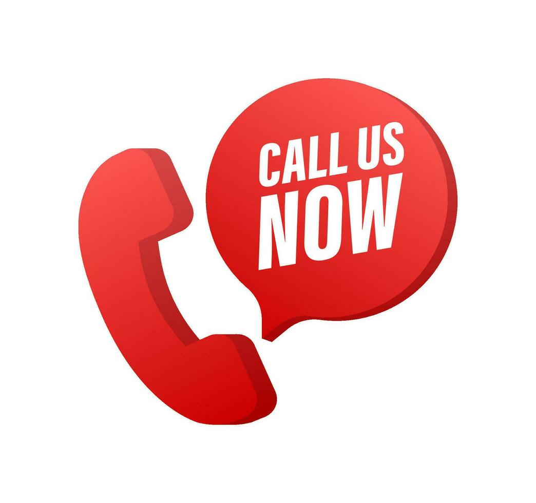 Call us now. Information technology. Telephone icon. Customer service. Vector stock illustration.
